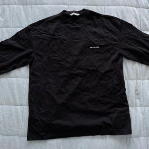 BALENCIAGA Black Logo Long Sleeve Crew Neck